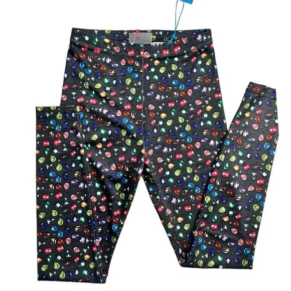 NWT Terez Child Girls Black Multi Color Jewel Print Leggings - Size 10/12 - Picture 2 of 5